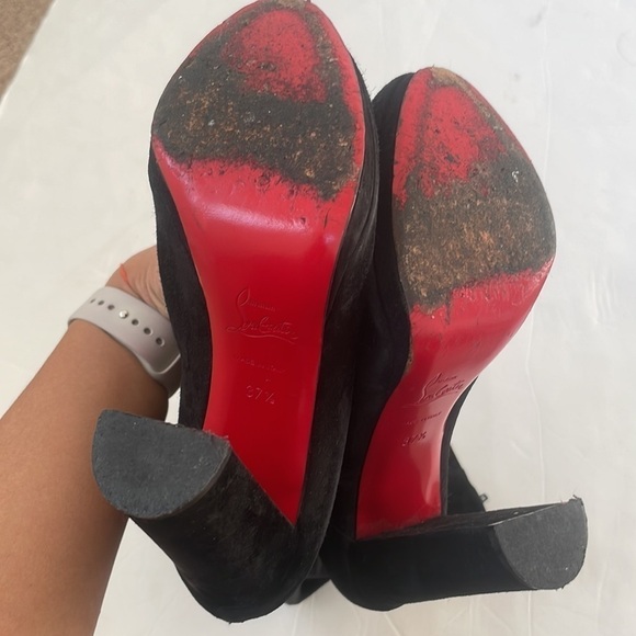 Christian Louboutin Black Suede leather Lady Trop tall boots 37.5 - Picture 4 of 7
